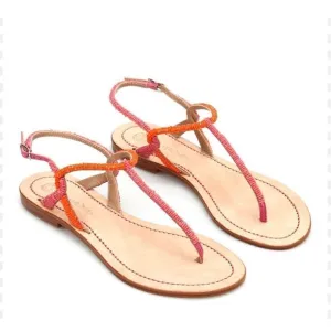 Maliparmi x Anthropologie Red Beaded Sandals