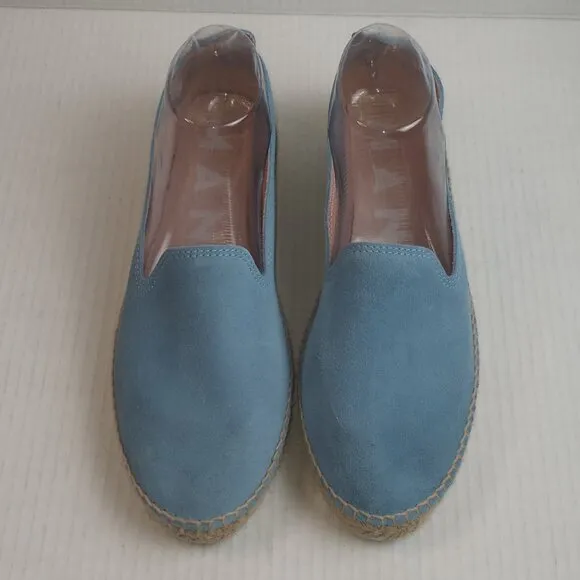 Manebi Hamptons Light Blue Suede Slip On Espadrilles