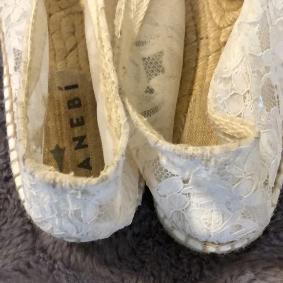 Manebi White Lace Platform Espadrilles