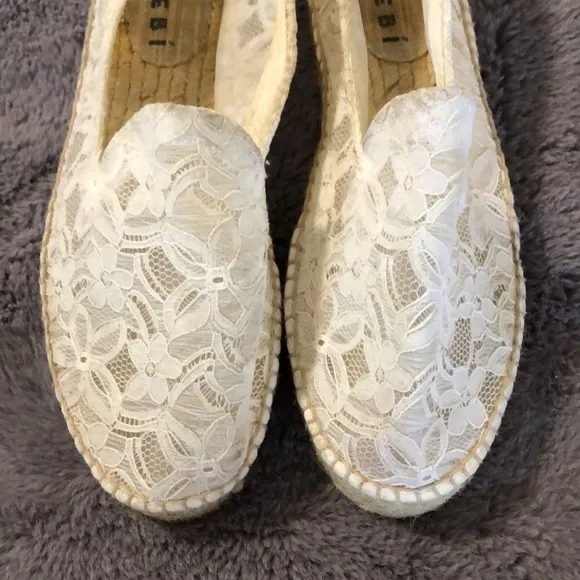 Manebi White Lace Platform Espadrilles