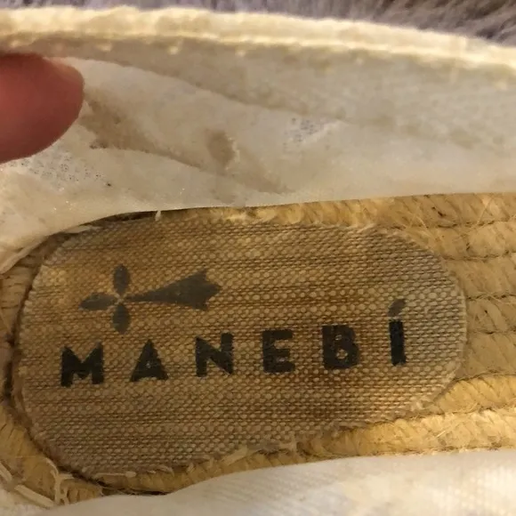Manebi White Lace Platform Espadrilles