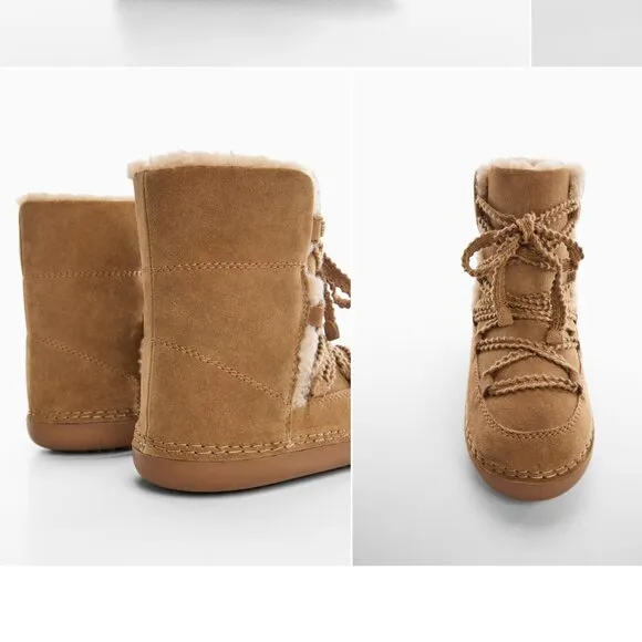 MANGO Lace-up sheepskin boots Size 7,5 NEW WITH TAG!
