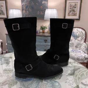 Manolo Blahnik Black Suede Moto Boots