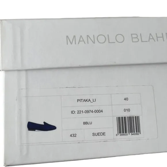 Manolo Blahnik Blue Suede Pitaka Loafers size 40