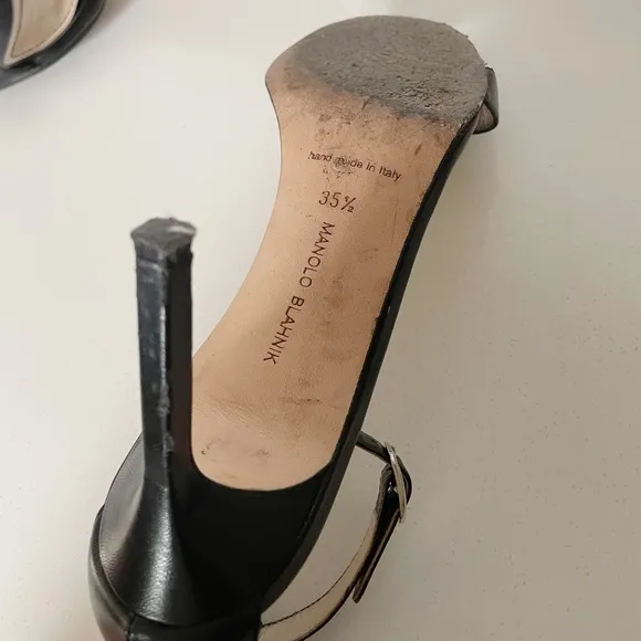 Manolo Blahnik Chaos Black Ankle Strap Sandals