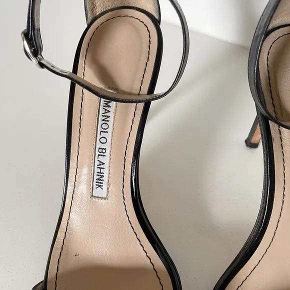 Manolo Blahnik Chaos Black Ankle Strap Sandals