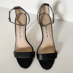 Manolo Blahnik Chaos Black Ankle Strap Sandals