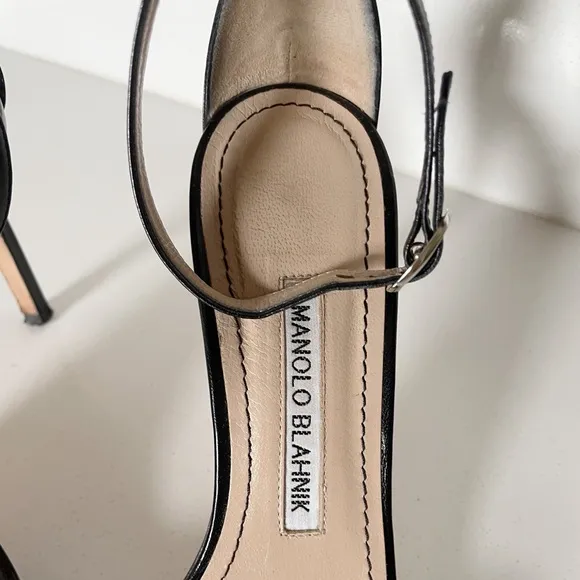 Manolo Blahnik Chaos Black Ankle Strap Sandals