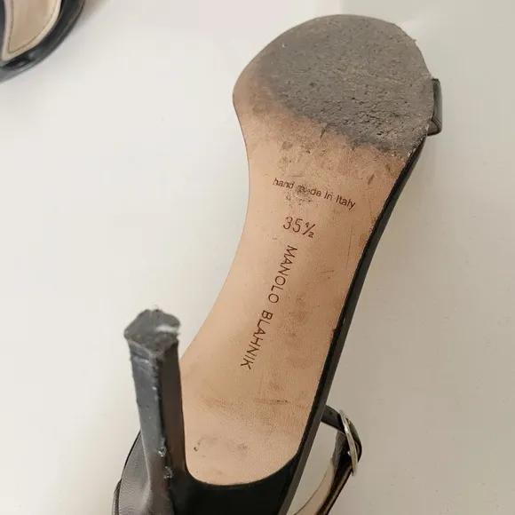 Manolo Blahnik Chaos Black Ankle Strap Sandals