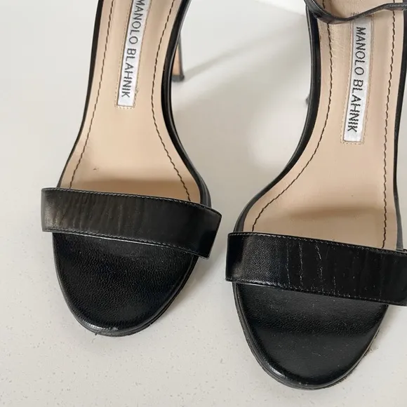 Manolo Blahnik Chaos Black Ankle Strap Sandals
