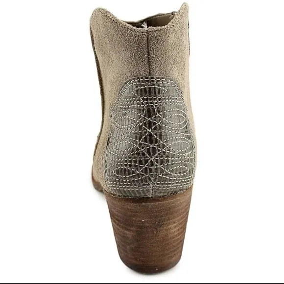Marc Fisher Brown Stephani Suede Booties Bohemian Ankle Designer Spring Summer