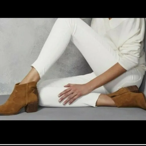 Marc Fisher Brown Stephani Suede Booties Bohemian Ankle Designer Spring Summer