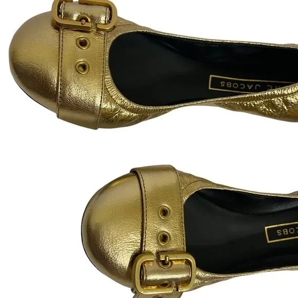 Marc Jacobs NWB Gold Metallic Scrunch Ballerina Flats size 8.5