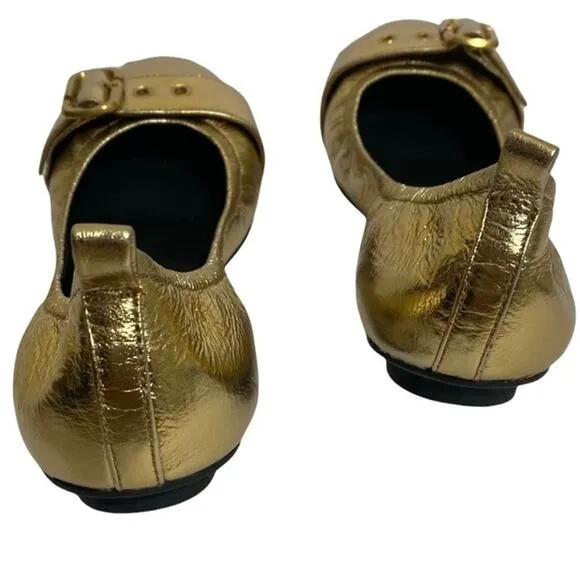 Marc Jacobs NWB Gold Metallic Scrunch Ballerina Flats size 8.5