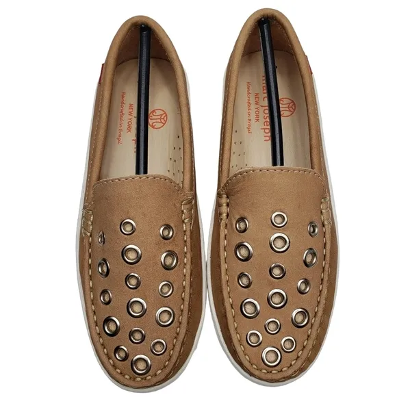 Marc Joseph | NIB Mott St Porcelain Nobuck Silver Grommet Loafers Girl's 13.5