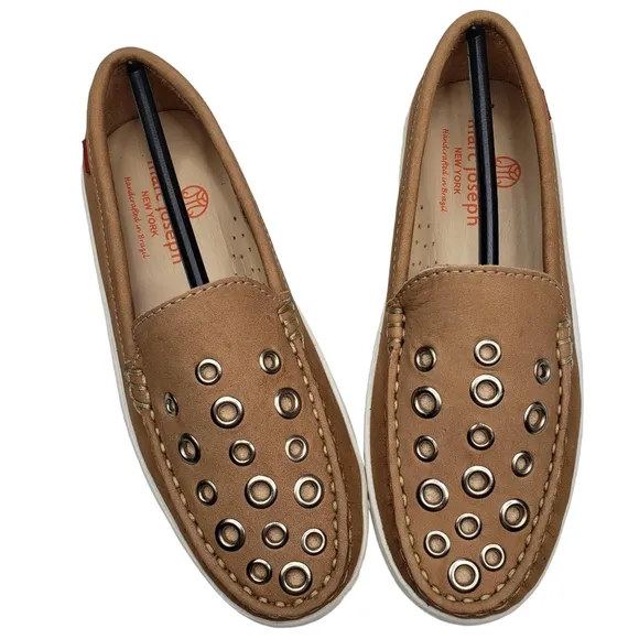 Marc Joseph | NIB Mott St Porcelain Nobuck Silver Grommet Loafers Girl's 13.5