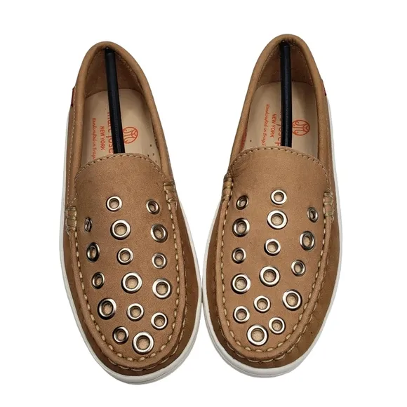 Marc Joseph | NIB Mott St Porcelain Nobuck Silver Grommet Loafers Girl's 13.5