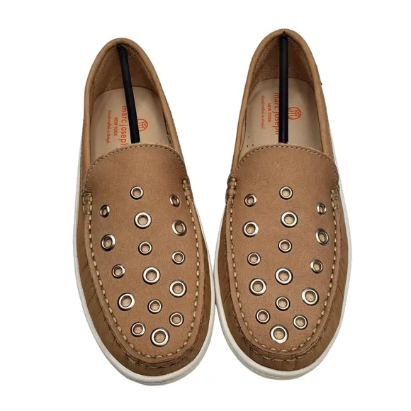 Marc Joseph | NIB Mott St Porcelain Nobuck Silver Grommet Loafers Girl's 5.5
