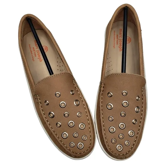 Marc Joseph | NIB Mott St Porcelain Nobuck Silver Grommet Loafers Girl's 5.5