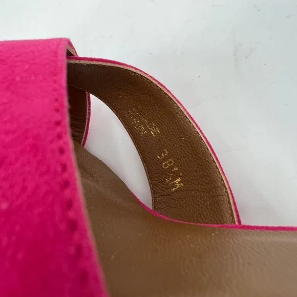 Margaux Pink Suede Ankle Strap Block Heel Sandals | Size 38.5EU