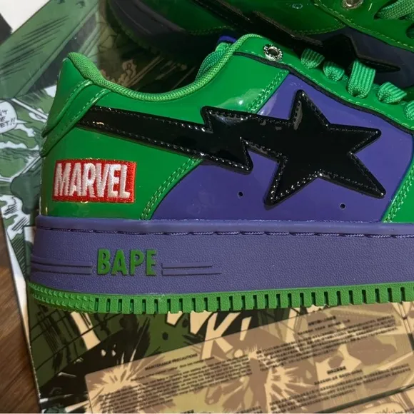 Marvel Green and Purple Sneakers Bold Superhero Design