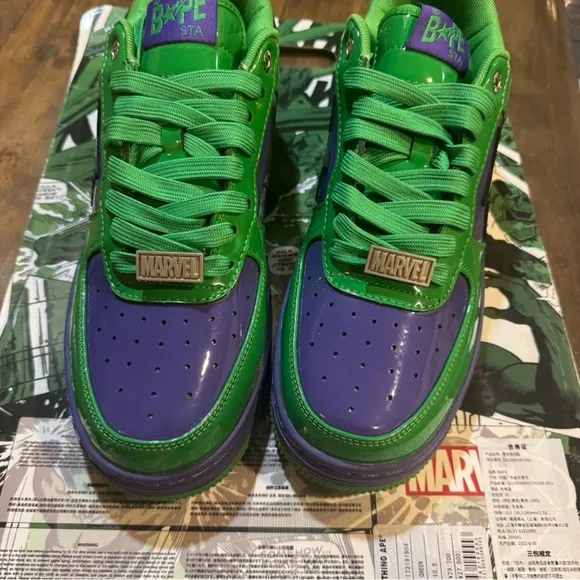 Marvel Green and Purple Sneakers Bold Superhero Design
