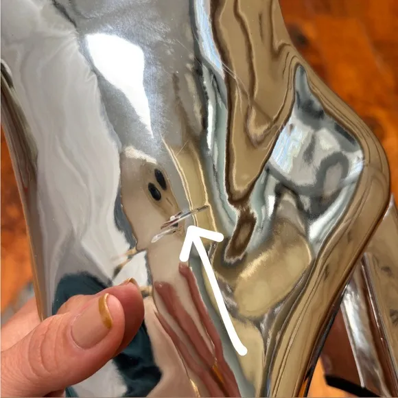 Matiko Metallic Silver Pointed Toe Block Heel Booties 7.5