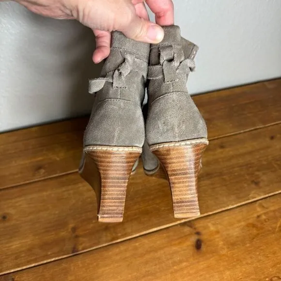Matiko taupe suede leather tie wedge boots size 38