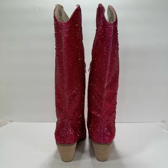 Matisse Nashville Pink Rhinestone Crystal Embellished Tall Western Boots Size 6M