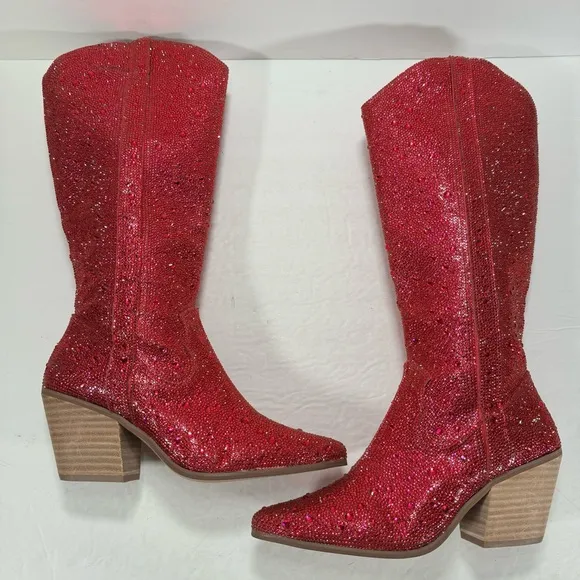 Matisse Nashville Pink Rhinestone Crystal Embellished Tall Western Boots Size 6M