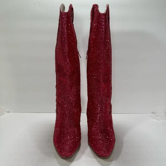 Matisse Nashville Pink Rhinestone Crystal Embellished Tall Western Boots Size 6M