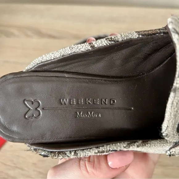 MaxMara Weekend Brown/ Gray Velvet Mules Floral Tapestry/ Tapis Pointed Toe