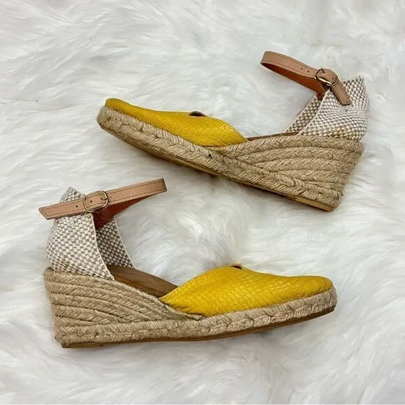 Maypole Golden Espadrille Wedge Reptile Embossed Golden Ochre 39/8