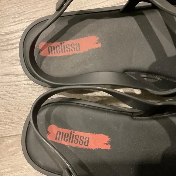 Melissa Disco Sandal Black Flat  Size 8 NWOT