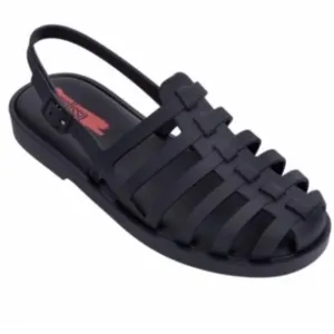 Melissa Disco Sandal Black Flat  Size 8 NWOT