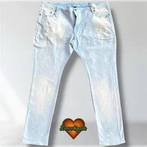Men's A. Tiziano Sullivan Twill Baby Blue Paint Splatter Jeans