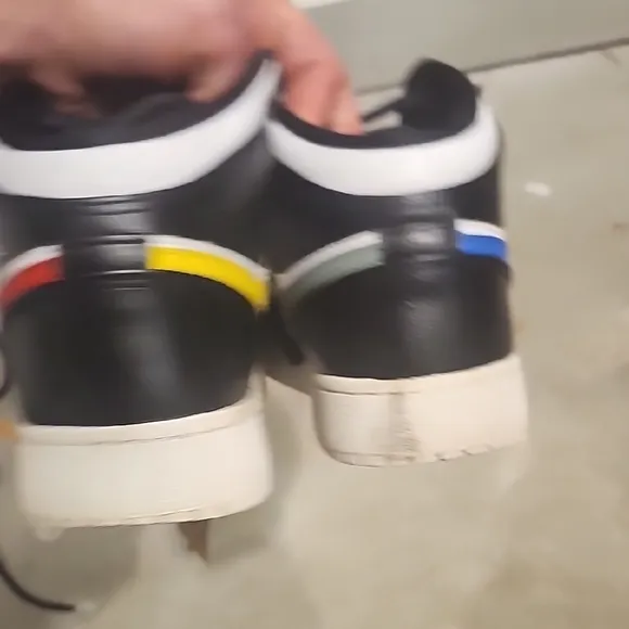 Men's Black and White Sneakers with Blue and Yellow Accents