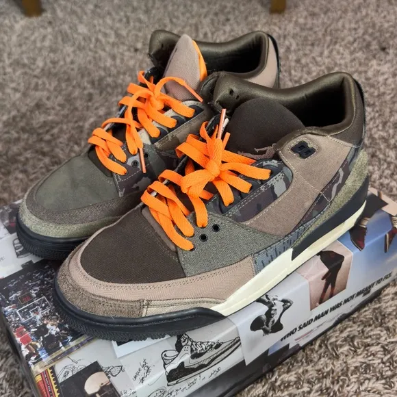 Men's Camouflage Sneakers with Orange Accents