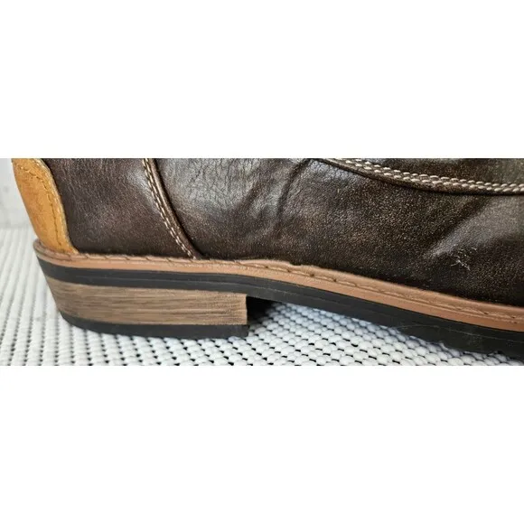 Men's FF8605-CH Brown Faux Leather Fleece Lace Up Ankle Boots Size 12