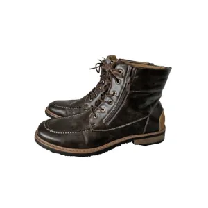 Men's FF8605-CH Brown Faux Leather Fleece Lace Up Ankle Boots Size 12
