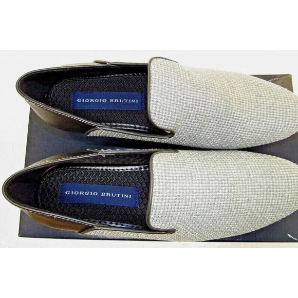 Mens Giorgio Brutini Jute Smoker Loafer CAMBY Gray Black Loafers 179401 Sz 7 NEW