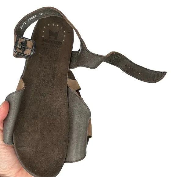 Mephisto Brown Leather Sandals with Adjustable Straps