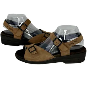 Mephisto Brown Leather Sandals with Adjustable Straps