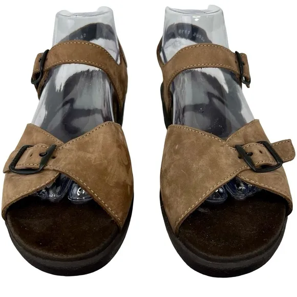 Mephisto Brown Leather Sandals with Adjustable Straps