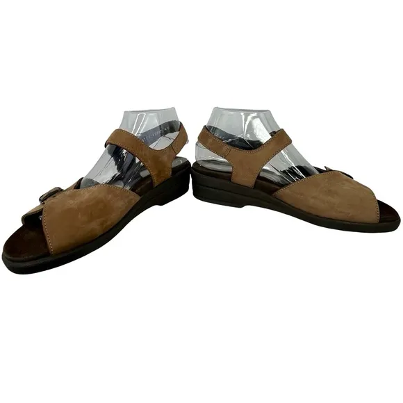 Mephisto Brown Leather Sandals with Adjustable Straps