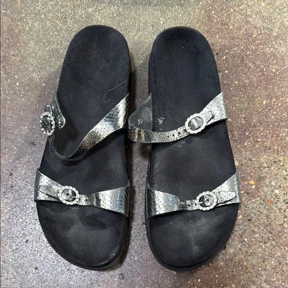Mephisto Metallic Slide Sandals