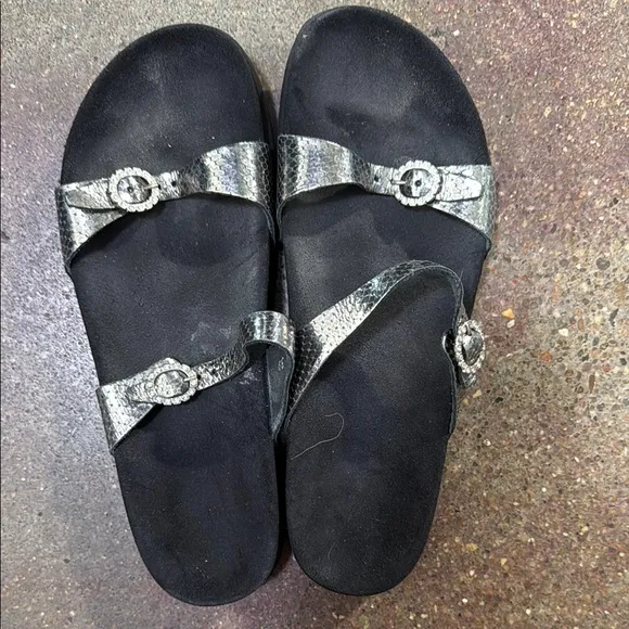 Mephisto Metallic Slide Sandals