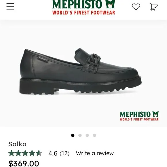 Mephisto New! Salka Loafer Low Lug Heel Lightweight Full-Grain Leather Preppy