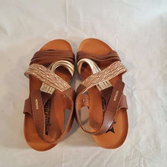 Mephisto Women's 7.5 Sandals Renza Strap-on Open-back Full Grain Leather New