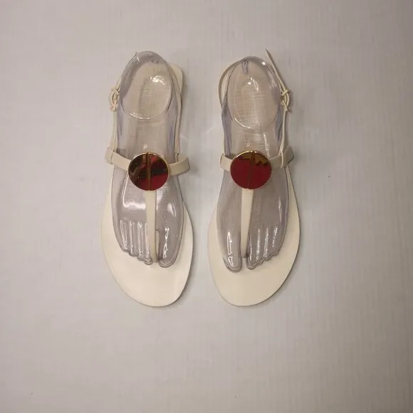Mercades Castillo Bone Drew Thong T-Strap Leather Sandals